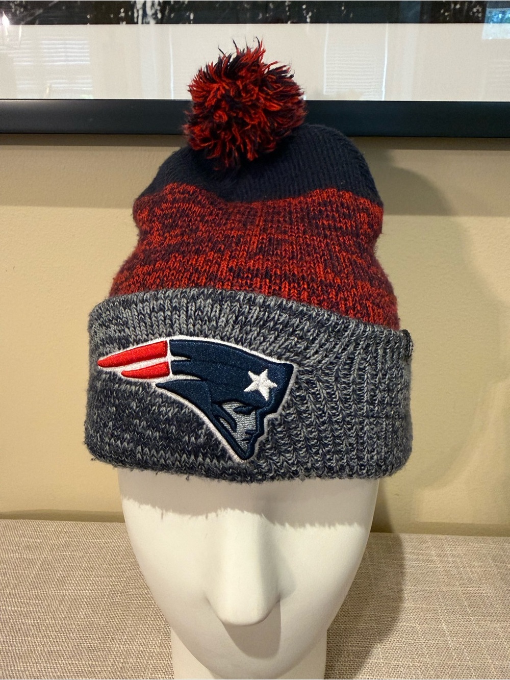 New England Patriots '47 Brand Cuffed Pom Knit Beanie Hat OSFA
